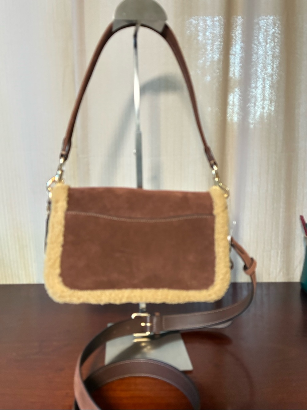 Coach Hadley Suede with Shearling Trim Crossbody NWT - Picture 2 of 6